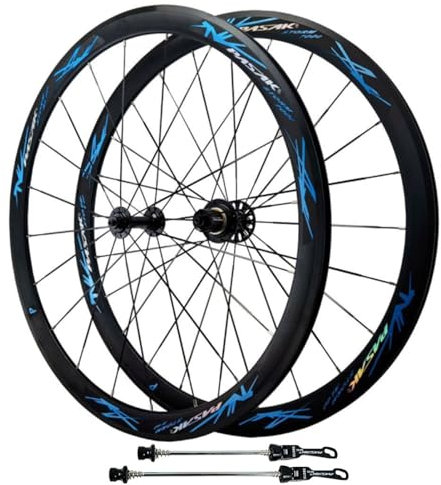 GEIRONV 700C Rennrad Laufradsatz, Aluminiumlegierung C/V-Bremse Schnellspanner Vorne 20H Hinten 24H Speichen 7–12 Gang Fahrradräder for 20–32C Reifen(Front Rear Wheel)