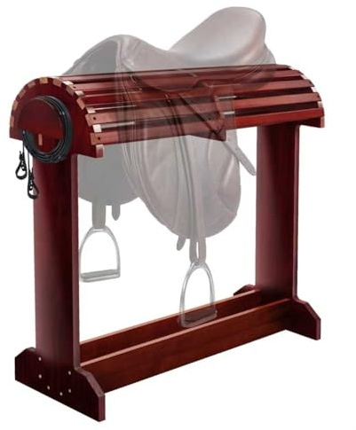 Essenhome Extra großer Holz-Sattelständer – nicht scheuerndes Design, Zaumzeugständer und robuster Sattelständer für Reithäuser, Pferdezubehör, 70,1 x 30 x 70,9 cm