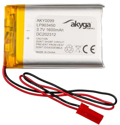 Batterie au Lithium polymère 3,7 V 1600 mAh LP903450 AKYGA AKY0099 Li-Po PCM JST 2 Broches Connecteur 2,54 15 cm