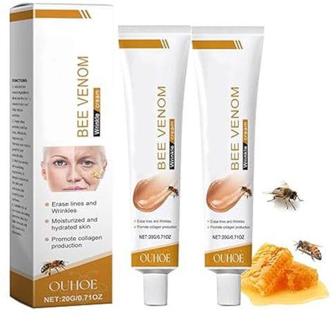 2PCS Bee Venom Cream - Wrinkle Removal & Firming, Moisturizing, Lifting & Recovery - All Skin Types - Anti-Aging Bee Venom Cream, 0.71 Oz Each