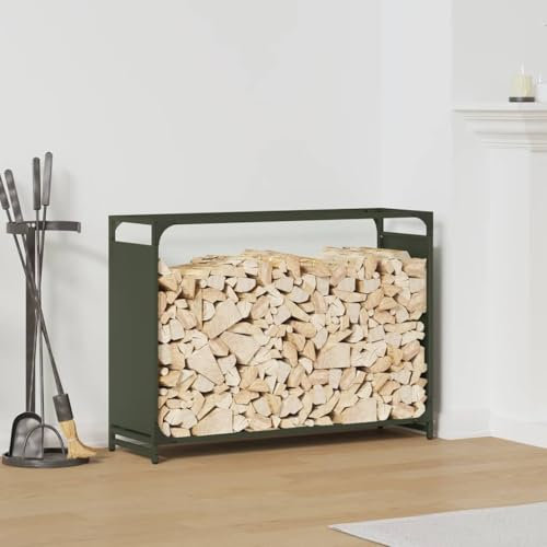 Lechnical Firewood Rack Olive Green 90x28x65 cm Cold-rolled steel-864206