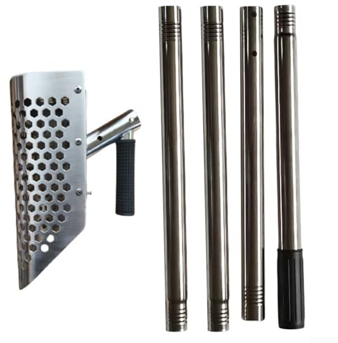 Pelle à Sable en Acier Inoxydable, métal détectable avec Long Manche en Acier (diamètre : 0,7 cm) (Square Shovel)