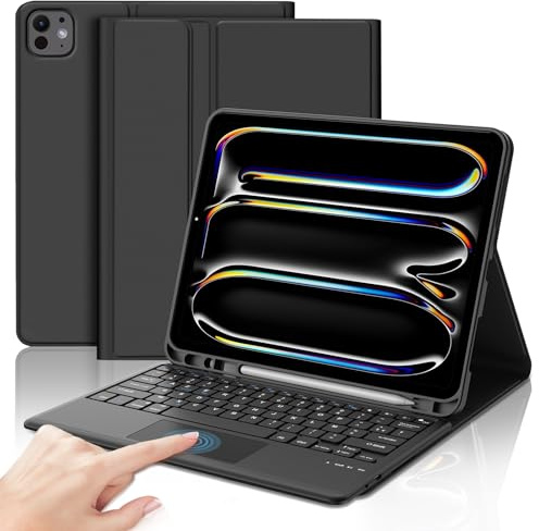 JADEMALL Clavier avec Trackpad pour iPad Pro 13 M4/M5 2024/2025, AZERTY Français Clavier Détachable avec Trackpad pour iPad Pro 13 Pouces M4/M5, Noir