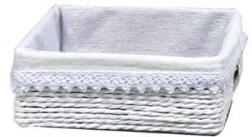 Schubladen mit weißen Papierstreifen und weißem Stoff (23 x 23 x 6,5 cm)