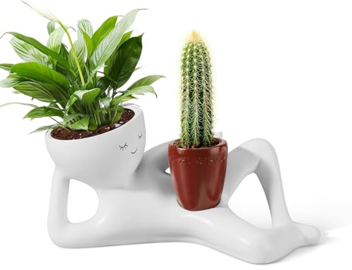 Sederikun Tête de jardinière, pots de plantes succulentes amusants, jardinière de jardin Goofy