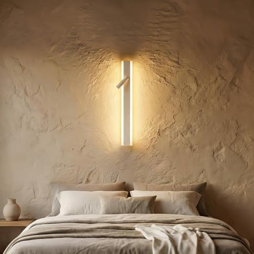 niuniaj 13W LED Wandleuchte Innen mit Schalter und Verstellbare Leselampe | 3 Farben,40CM Moderne Weiß Wandlampen für Schlafzimmer Korridor Wohnzimmer Büro Treppe Bett Küche Hotels