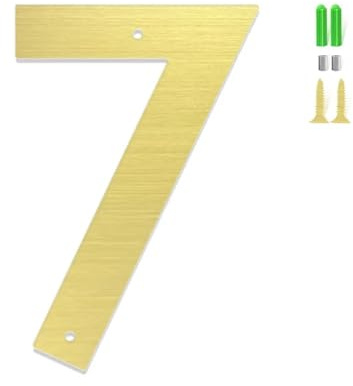 Numeri civici da 3/4/5/6/7/8 pollici in metallo moderno, numero di porta in acciaio inox, segno indirizzo della cassetta postale dorato con viti, per esterni, giardino, strada, caffè(7,5In)