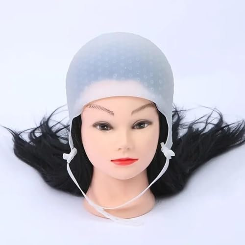 KBLDOPN Professionelle Haarfärbekappe aus Silikon for Strähnchen mit Nadel for Haarfärbemittel, Haarstyling-Tools for den Schönheitssalon. Für Professional Salon Und Haus Haarefärben(White)