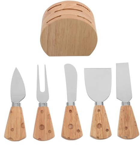 VERDANVERSE Set de Couteaux à Fromage avec Support Couteaux à Beurre Fourchette et Spatule Acier Inoxydable pour Planche de Charcuterie Poignée Confortable et Rangement Organisé