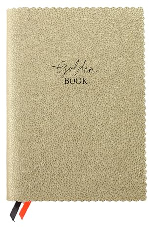 ARTEBENE MAJOIE Notizbuch DIN A5 – Schreibbuch in veganer Leder-Optik, welligen Rändern & 2 Lesezeichenbändern (Golden Book, Gold)