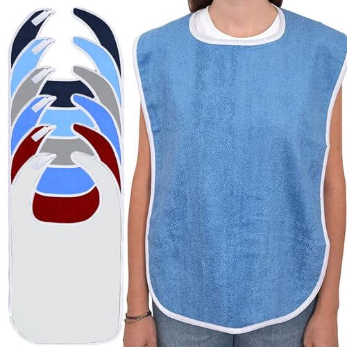Calenxy Lätzchen für Erwachsene, Latz für Senioren Mehrweg Waschbar 75 x 45cm, Verstellbare Wasserdichte Unisex Kleiderschutz mit Klettverschluss Schlabberlatz für Mutter Vater