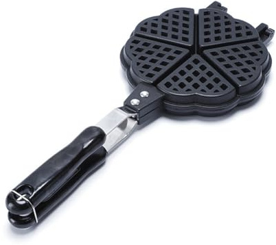 YUEHISY Mini Heart Waffle Maker Pan, 5 Small Waffles Baking Pan, Compact for Kitchen Camping, Lightweight Aluminum, Ideal for Wedding New Home