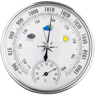 Sharplace Barómetro de pared con de dial para todas las estaciones, ideal para el hogar, para uso interior y exterior.