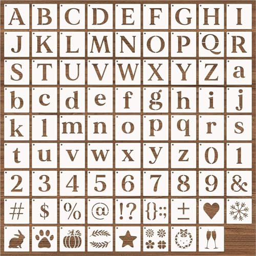 EUREKORA 80 Stück Buchstaben Schablone groß Set Alphabet und Zahlenschablonen DIY Malerei Buchstabenvorlagen Wiederverwendbare für Holzschilder Malerei DIY und Handwerk（5cm/2in）