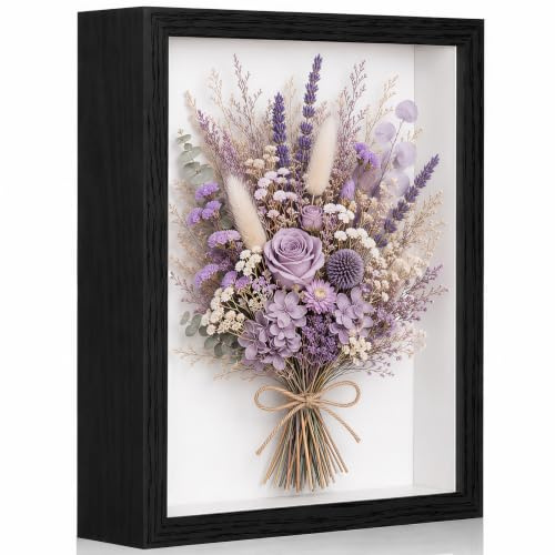 3D Bilderrahmen Zum Befüllen, 29.7 x 42 cm Bilderrahmen Tief Hölzern Bis 3cm, Tiefer Bilderrahmen Zum Befüllen für Objekte Blumen Hochzeitsgeschenk oder Erinnerungsstücke Schwarz