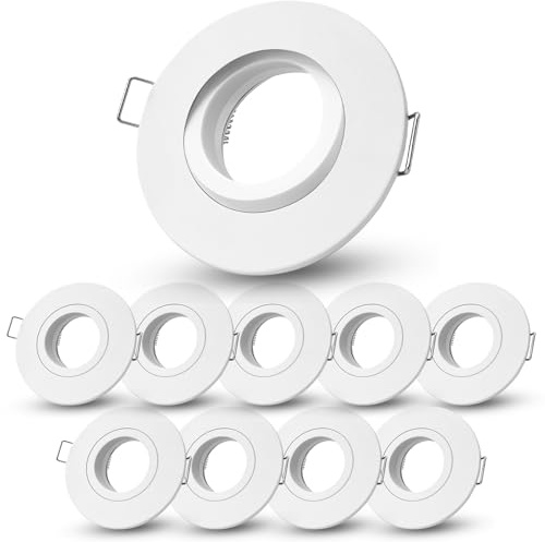 SSC-LUXon ORVIA Einbauspot 10x weiß schwenkbar IP65 GU10 68mm ohne Lampe | Zehn schwenkbare Einbauspots weiß IP65 - spritzwassergeschützt für Bad, Dusche & Außen, für GU10, ohne Fassung & LM