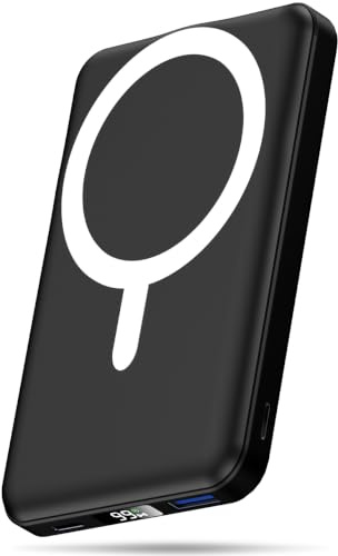 AOGUERBE for MagSafe Wireless Power Bank, Magnetische Powerbank 10000mAh | USB-C in&Out, 22,5W Schnellladung Akkupack, Reise-Essential, Kabelloses Ladegerät für iPhone 17/16/15/14/13/12/Pro/Pro Max