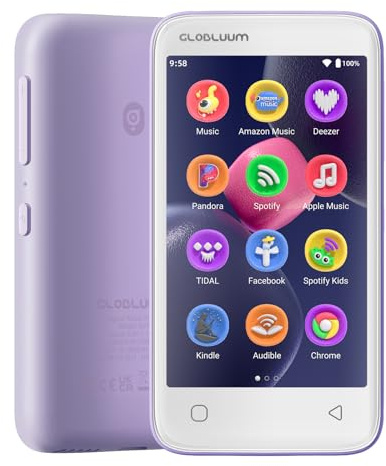 96GB MP3-Player mit Bluetooth 5.0 & WLAN, Spotify, Audible, Amazon Music, Libby, Spotify Kids, 4-Zoll-Touchscreen Android MP4-Player mit HiFi-Klang, UKW-Radio (lavendelfarben)