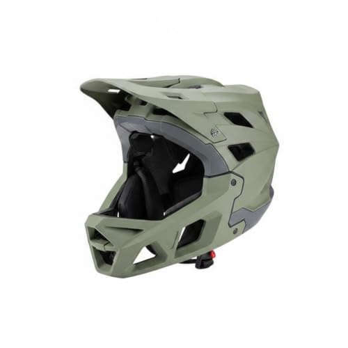 Amagogo Adult Bike Headgear Mountain Bike Helmet Full Face Downhill Helmet Men Women PC Impact orbing Foam Extended Coverage Adjustable suitable for downhill, Green Gray, L 59-61CM