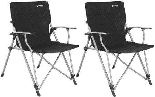 2 X OUTWELL FOLDING GOYA DECK CHAIR/SEAT BLACK CAMPING/GARDEN FISHING