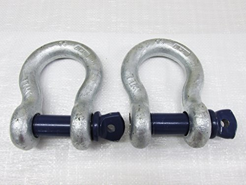 Galvanised Lifting Bow Shackle Screw Pin 1 Ton X2 (1T Towing Rigging 1000KG)