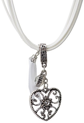 Schöneberger Trachten Couture Trachtenkette Alpenherz eleganter und funkelnder Edelweiss Anhänger mit Strass - Trachtenschmuck Kette für Dirndl und Lederhose