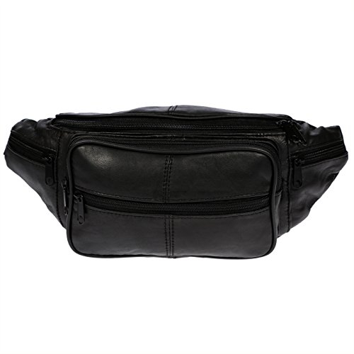Christian Wippermann Echt Leder XL Bauchtasche 34 x 15 x 8 cm Schwarz