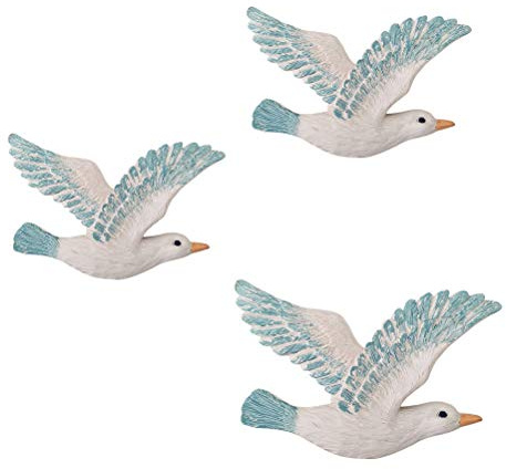 LIOOBO 3pcs Coastal Wall Decor Ocean Style Photo Decorative Hanging Decoration Coastal Grandma Wall Decor Bird Nautical Beach Seashell Handmade Sea Glass