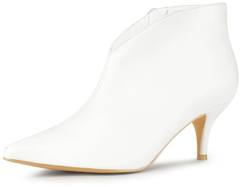 Allegra K Women's Cutout Pointy Toe Stiletto Heels Ankle Booties White 5 UK/Label Size 7 US