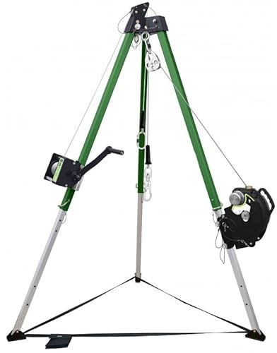 Kratos Safety Dreibein-Set Professional, inklusive Dreibein, Arbeits- und Rettungswinde 20 m, Höhensicherungsgerät, Schnellwechseladapter Set, Zertifiziert für 2 Personen