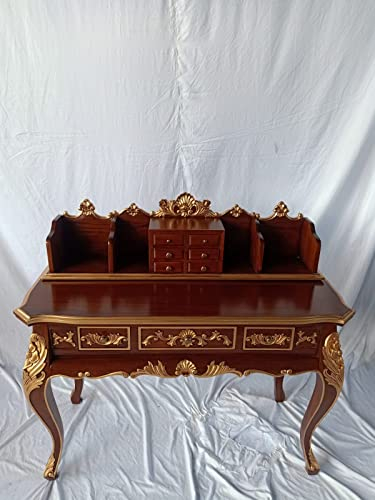 Kunibert Antik kunglig Louis XIV. Louises barock rokoko stilmöbel sekretär skrivbord färg: valnöt med guld bredd 117 cm