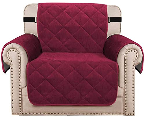 TAIXINT Sesselschoner für Fernsehsessel Relaxsessel,Relaxsessel mit Taschen Sesselauflage Sesselüberwurf, Wasserdicht Sesselschutz für Hunde Haustieren (Stuhl/1-Sitzer,rot)