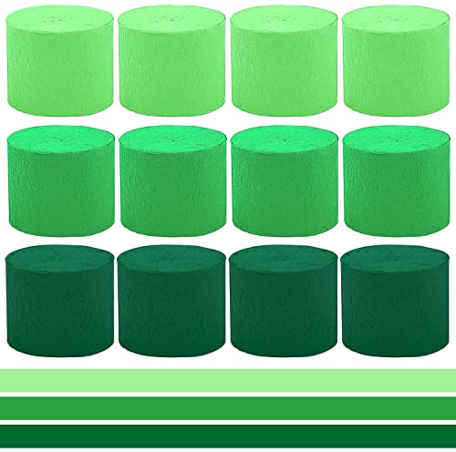 Carta Crespa Verde Colorata 25 m x 4.5 cmDecorazioni per Appendere per Lavoretti in crêpe Multicolore Feste Festa di Matrimonio di Compleanno Celebrazione Carnevale Varie Decorazioni 12 Rotoli