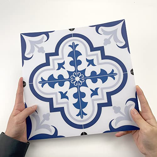 Alwayspon Vinyl-Bodenfliesen-Aufkleber, wasserdicht, rutschfest, Spritzschutz, dicke PVC-Vinyl-Bodenfliesen, selbstklebend, abziehen und aufkleben, 30 x 30 cm, Blau Portugiesisch