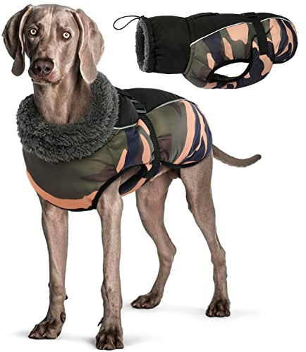 Wasserdichter Hundemantel Winter Warme Hundejacke, Hundebekleidung Outfit für kleine mittel große Hunde, Hundepullover mit Sicheren Reflexstreifen für Labrador Chihuahua Französische Bulldogge