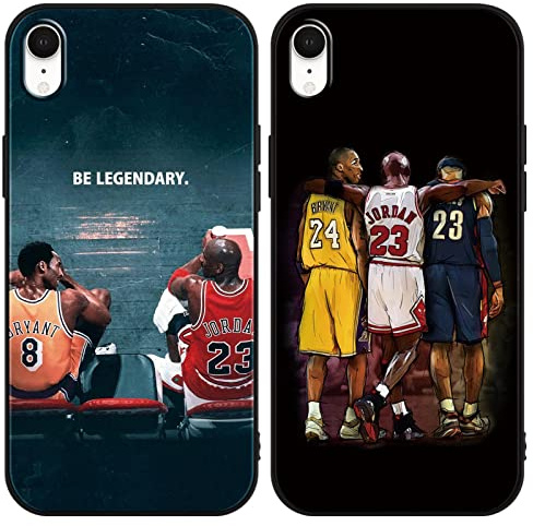 nurkorki [2 Stück Handyhülle für iPhone XR Hülle 6,1, Basketball Legende 24 23 Player Star Cool Mode Muster Design Case Matt Weich Silikon Stoßfest Back Cover Schutzhülle für iPhone XR