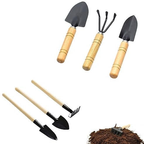 JOCXZI Kits d'outils de Jardinage,Lot de 6 Mini Outils de Jardin, Kit Jardinage, Mini Outils de Jardin Kit Ensemble Outils Jardinage en Acier Lnoxydable, Convient pour Planter des Fleurs, Repiquer,etc