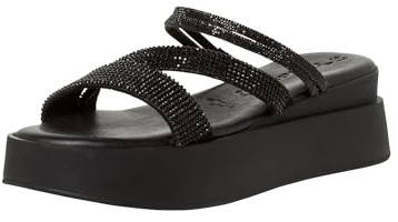 Tamaris Damen Plateau Mules Textil Keilabsatz Sommer; BLACK/schwarz; 40 EU