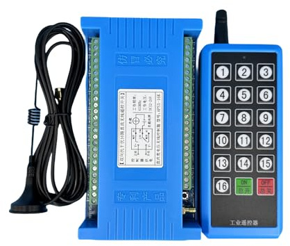 1 Set 16-Kanal DC12V 24V Funk-Empfänger+ Handsender mit Rückmeldung Funkfrequenz 434 MHz 200m Funkfernsteuerung Kran Linearantriebe Licht motor mit einer Taste ALLE ON und ALLE OFF Funktion