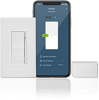 Leviton Decora Smart No-Neutral Dimmer & Wi-Fi Bridge Kit for Older Homes Without a Neutral Wire (Works with My Leviton App for controlling light), DNKIT-1RW