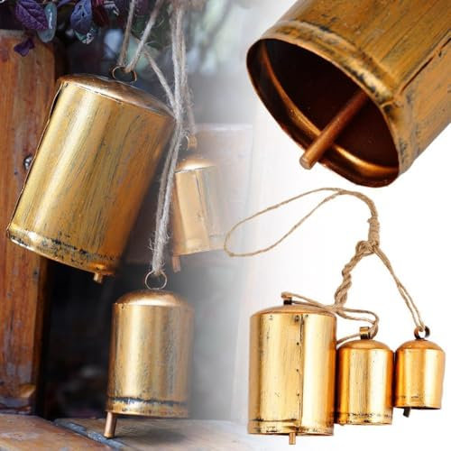 Vintage Weihnachts-Kuhglocken, 3 Stück, riesige Harmonie-Kuhglocken, hängende Harmonie, riesige Kuhglocken, Weihnachtsbastel-Kollektion, Landhausstil, Heimdekoration, für Heimarbeiten,