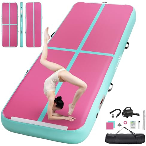 FBSPORT Airtrack Matte,10/20cm Hoch Verdicken 2/3/4/5/6 M Tumbling Matte,Gymnastikmatte mit Luftpumpe,Trainingsmatte mit Tragetasche,Turnmatte für Zuhause, Outdoor,Yoga, Übungsgymnastik usw