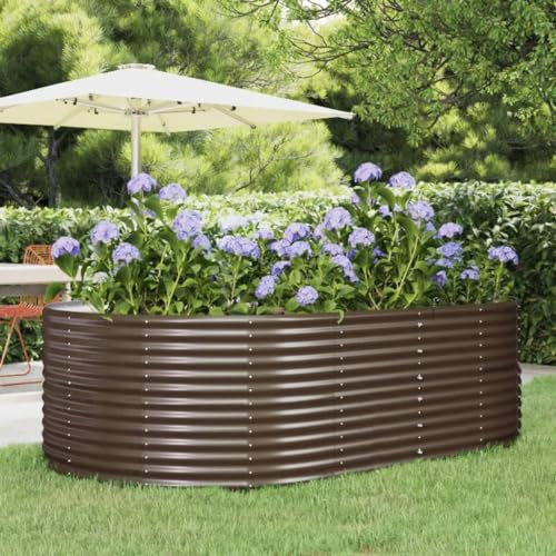 puraday Bancal alto para jardín, jardinera, macetero, espiral para hierbas, XXL, bancal alto, aluminio, bancal alto, grande, XXL, 212 x 140 x 68 cm, marrón