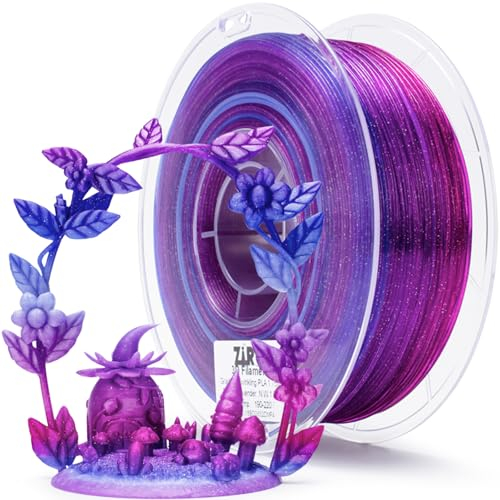 ZIRO Multicolor 3D Drucker Filament, Schneller Farbwechsel Twinkle PLA 1.75mm, Passend für Die Meisten 3D-Drucker, 1KG/2.2lb Spule, Blumenserie-Lavendel