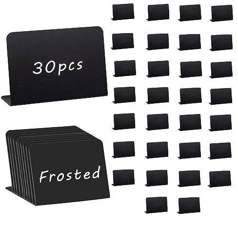 30 Stück Buffet Schilder,Mini Kreidetafel Schilder Kreidetafeln zum Beschriften,12.7 * 10cm Preisschilder,Abwischbare Tafeln Tischkarten,Namensschilder für Hochzeit Buffet Party Café Bäckerei(L-förm)