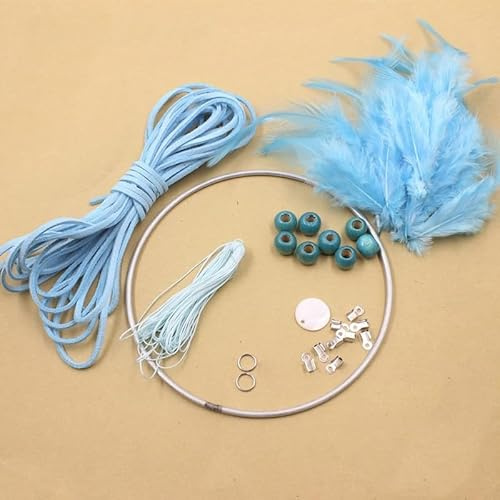 Erstellen Sie Ihren eigenen Traumfänger mit DIY-Kit, stilvolle Feder-Wanddekoration (blau)