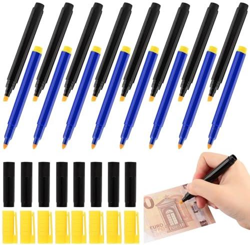 16 Stück Geldscheinprüfer Stift,Geldprüfstift,Falschgeld Stift, Geldscheinprüfer, Gefälschte Stift Geld, Stift Prüfer (Schwarz/Gelb)