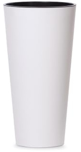 Stolmet Tall Flower Pot, Round Planter, Concrete Effect Style, Perfect for Home and Garden Decoration, Capacity of 3.3L to 64L (White, 15.5 Litres)