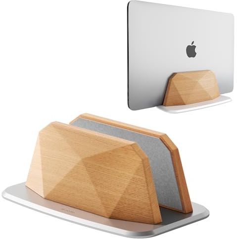 AFOOYO Vertical Laptop Stand - Wooden Adjustable Laptop Holder,Desktop Dock Compatible with All MacBook, Surface,Chromebook,Dell & More(Beechwood)