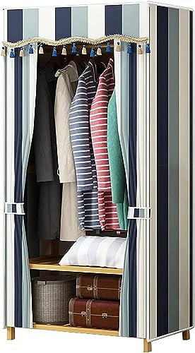 CZAOERXB Tragbarer Kleiderschrank,Stoffgarderobe,Schlafzimmergarderobe aus Stoff,Massivholzmontage,Hängegarderobe,Aufbewahrungsorganisator,offene Trennwände für Damenbekleidung,165 x